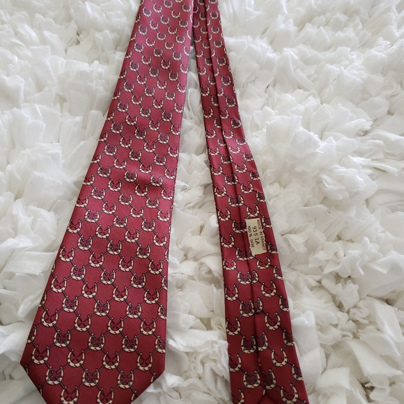 HERMES PARIS VINTAGE HORSESHOE SILK TIE - Picture 7 of 13